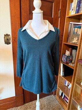 Studio Works Deep Teal V-Neck Sweater/L